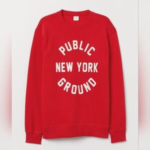 Men's H&M New York Public Ground Red Crew Neck Sweater - Large